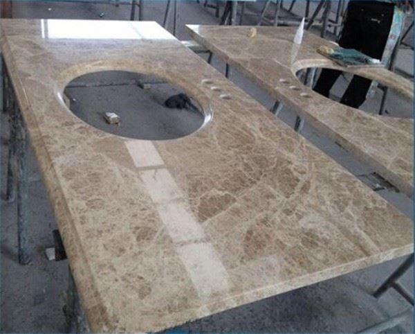 emperador light marble countertops for kitchen