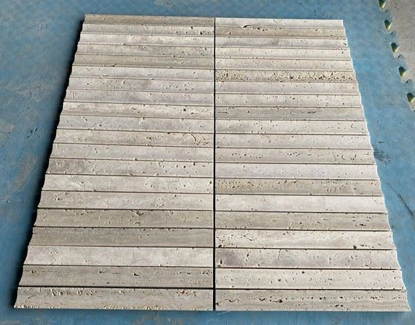 Beige Travertine fluted Mosaic tiles