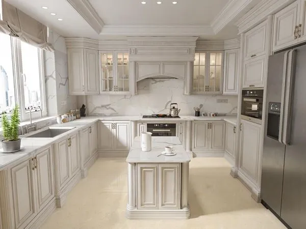 Piano di lavoro in quarzo venato d'oro