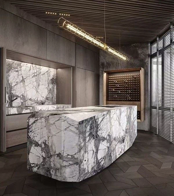 Invisible Grey Marble Island