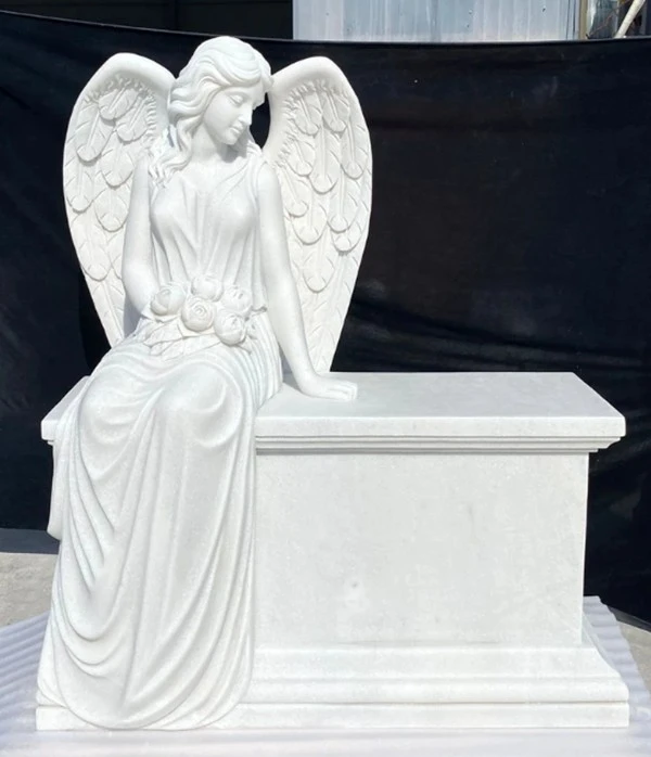 White Marble Angel Headstone