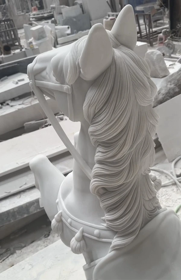 Pure White Marble Horse Sculpture