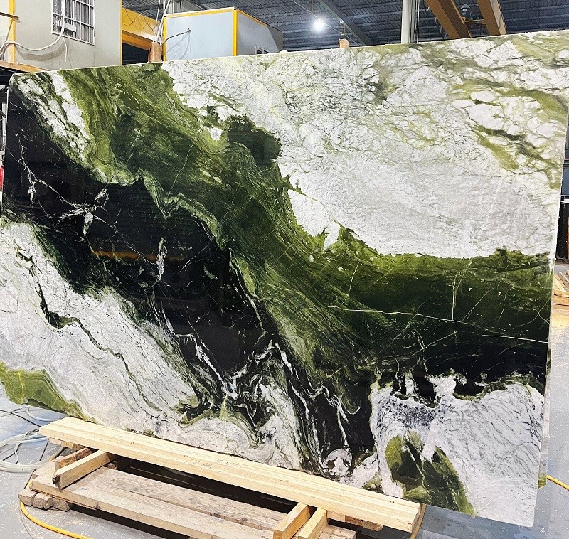 White Marble With Green Veins slab White Marble With Green Veins slab