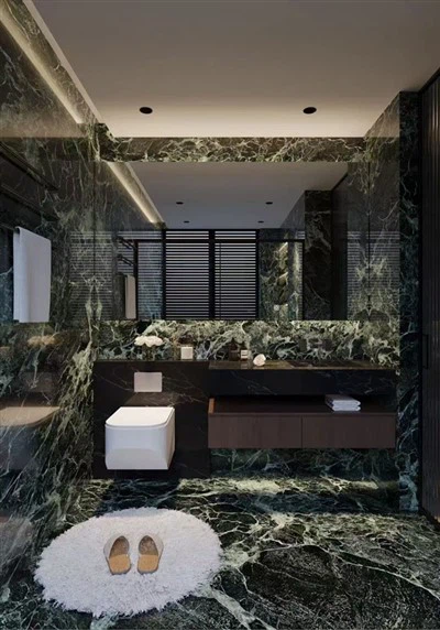 Vanità del bagno in marmo verde