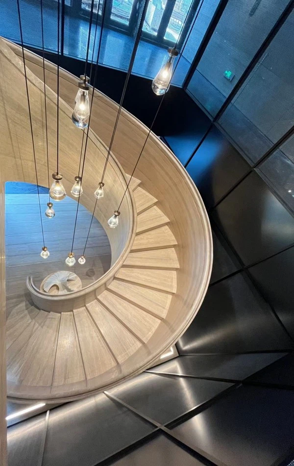 white Travertine Tile Stairs