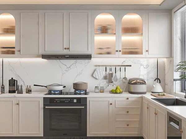 Tuscan Calacatta Quartz kitchen top