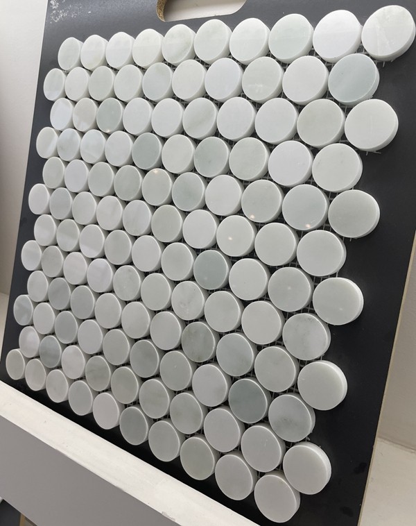 White Circular Mosaic floor Tiles