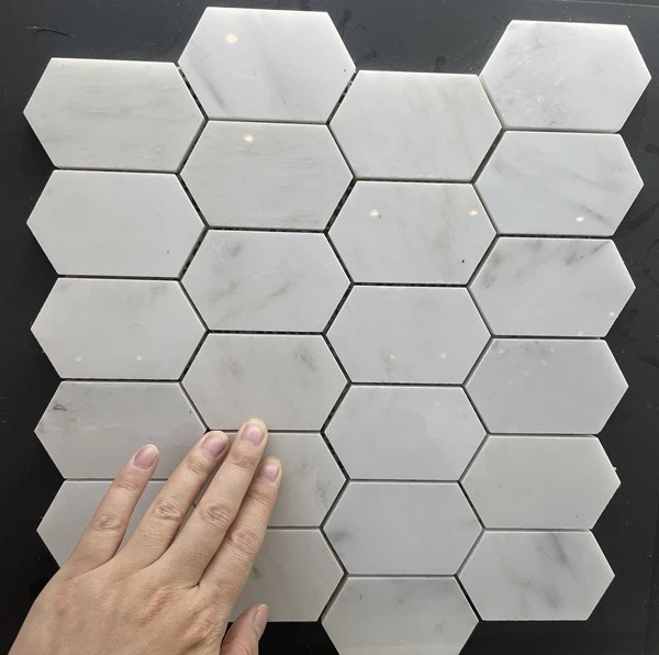 White Marble Hexagon mosaic tiles